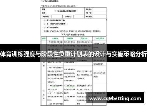 体育训练强度与阶段性负重计划表的设计与实施策略分析